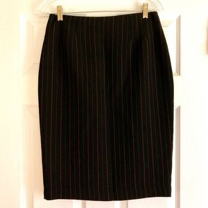 B.Miss Tailored Black Pencil Skirt with Purple Pinstripes